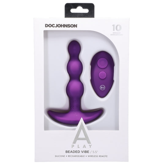 Doc Johnson Play Beaded Vibe Silicone Anal Plug Purple 10 Functions