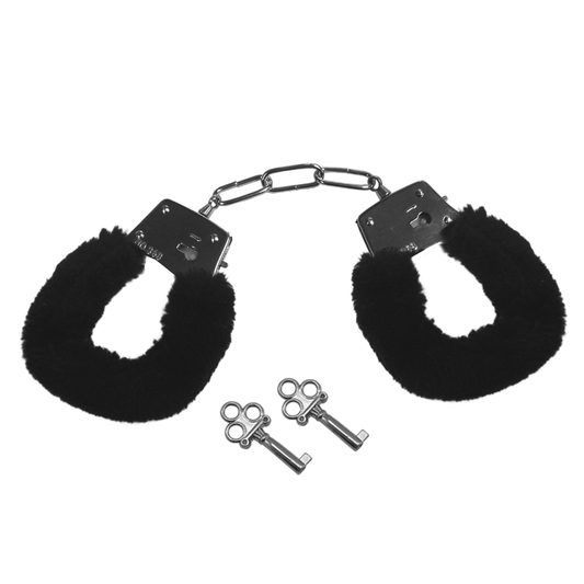 Sex & Mischief Furry Handcuffs: Black