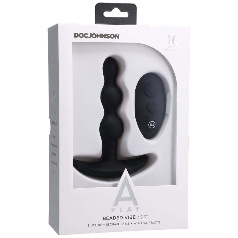 Doc Johnson Play Beaded Vibe Silicone Anal Plug Black 10 Functions