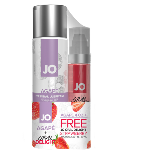 JO Agape 4oz + JO Oral Delight Strawberry Arousal Gel 1oz