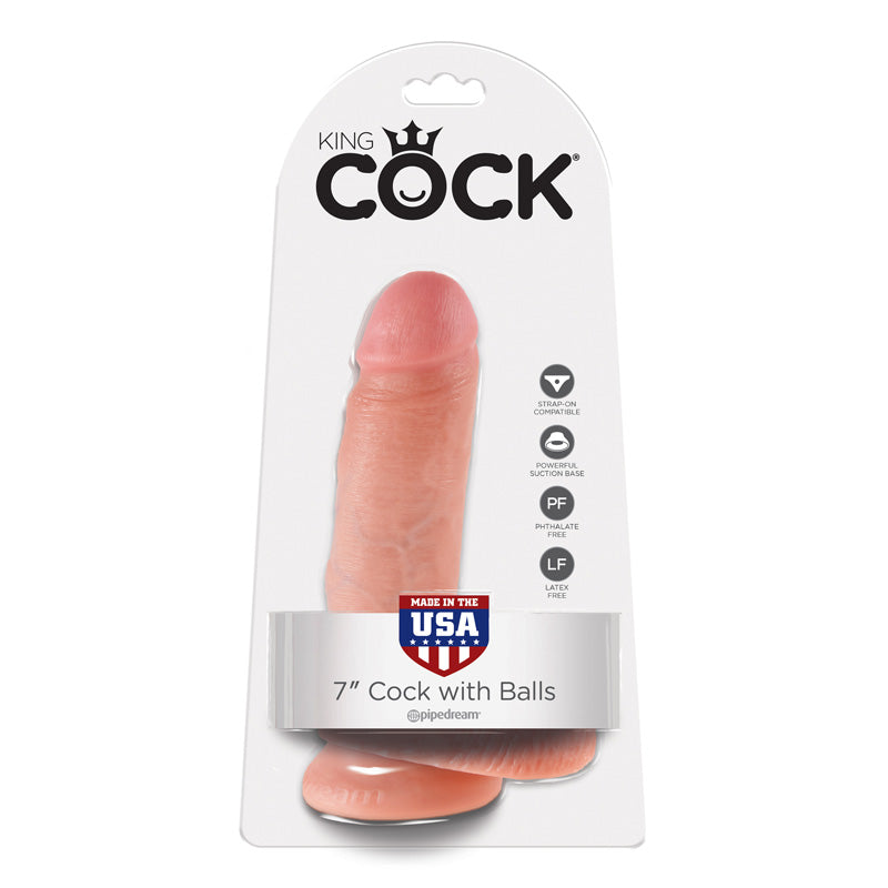 Pipedream Products King Cock  7" Cock with Balls Beige