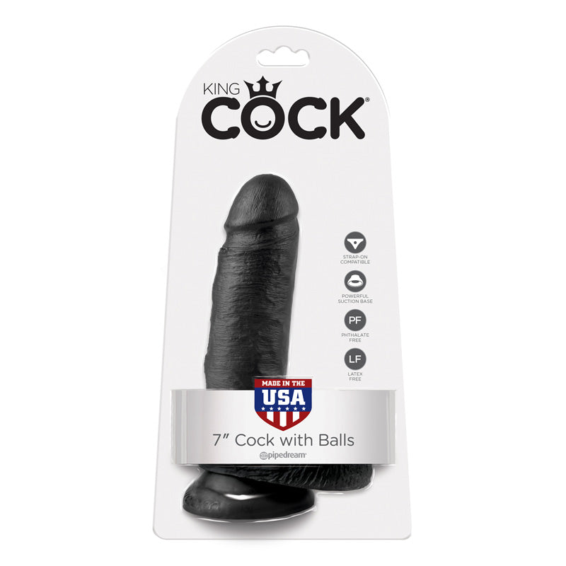 Pipedream Products King Cock  7" Cock with Balls Black
