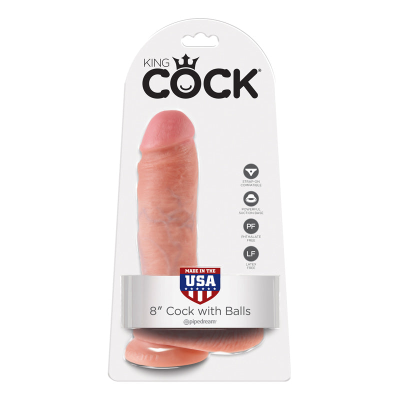 Pipedream Products King Cock  8" Cock with Balls Beige