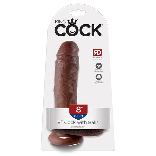 Pipedream Products King Cock  8" Cock with Balls Brown