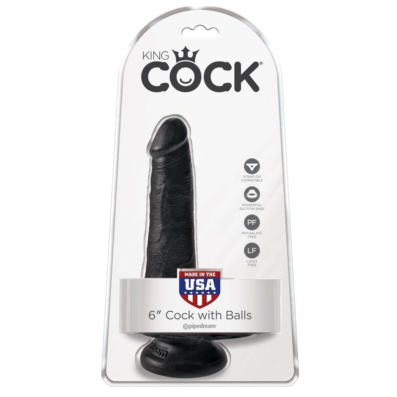 Pipedream Products King Cock 6 Cock with Balls Black