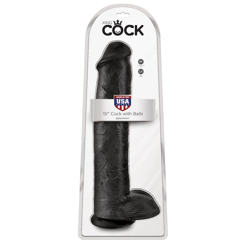 Pipedream Products King Cock 15 Cock with Balls Black