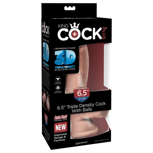 Pipedream Products King Cock Plus 6.5 Triple Density Cock with Balls Beige