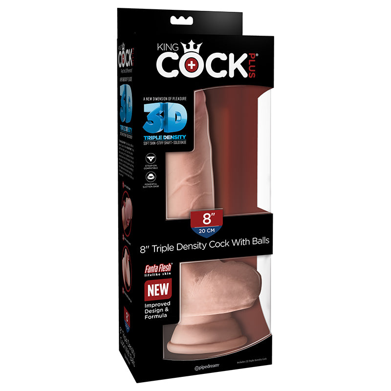 Pipedream Products King Cock Plus 8 Triple Density Cock with Balls Beige