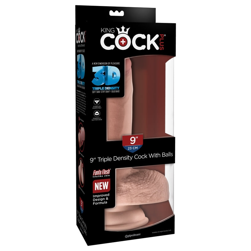 Pipedream Products King Cock Plus 9 Triple Density Cock with Balls Beige