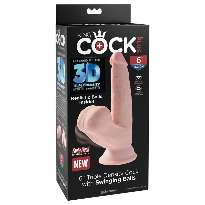 Pipedream Products King Cock Plus 6" Triple Density Cock With Swinging Balls
