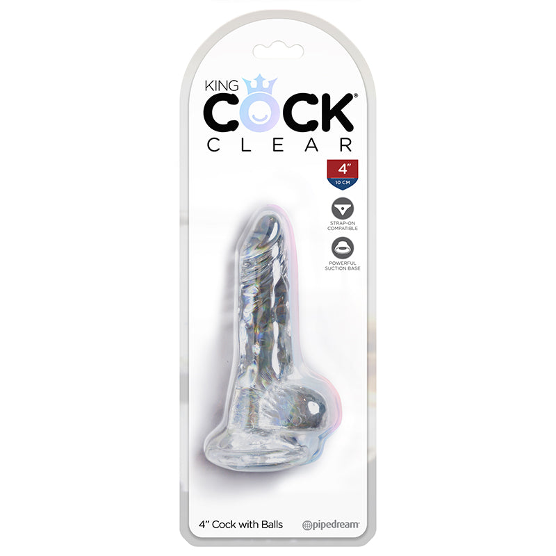 Pipedream Products  King Cock Clear 4" Cock With Balls
