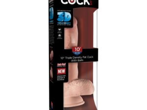 Pipedream Products King Cock Plus 10 Triple Density Fat Cock with Balls Beige