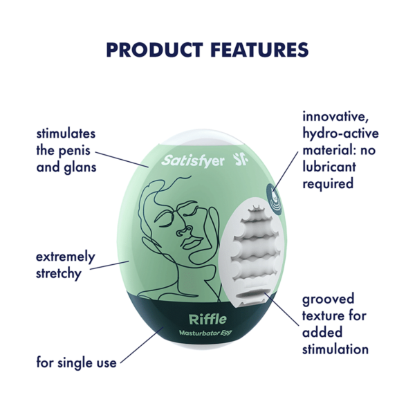 Satisfyer Masturbator Egg 3 Set (Riffle) Light Green - Image 4
