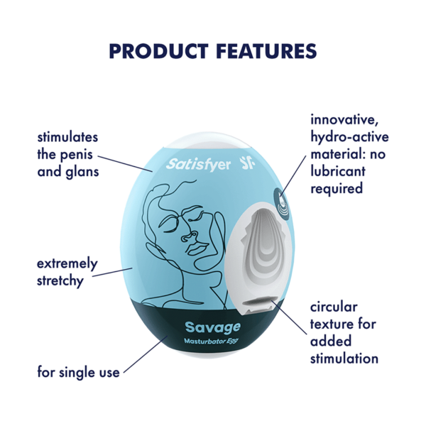 Satisfyer Masturbator Egg 3er Set (Savage) Light Blue - Image 4
