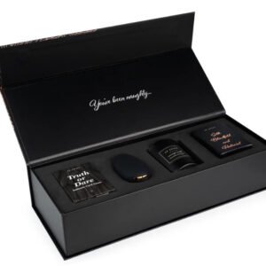 Je Joue Naughty Gift Set: Black Truth or Dare Cards, Mimi, Massage Candle, Silk Blindfold & Restraint